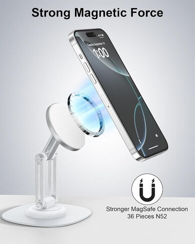 حامل الهاتف المغناطيسي ، متوافق مع Magsafe iPhone Stand للمكتب ، قابلة للتعديل مع قاعدة معدنية دوارة قابلة للتعديل مع 360 درجة ، حامل هاتف محمول قابل للطي ، لجهاز iPhone 16 15 14 13 Pro Max & Magsafe in Kuwait