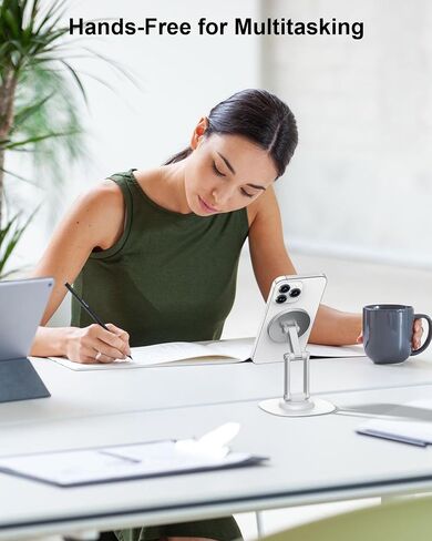 حامل الهاتف المغناطيسي ، متوافق مع Magsafe iPhone Stand للمكتب ، قابلة للتعديل مع قاعدة معدنية دوارة قابلة للتعديل مع 360 درجة ، حامل هاتف محمول قابل للطي ، لجهاز iPhone 16 15 14 13 Pro Max & Magsafe in Kuwait