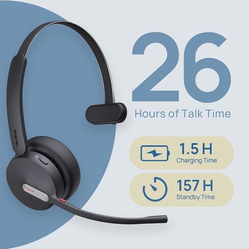 Yealink WH64 Dual UC DECT & Bluetooth Wireless Headset, 606ft Range,Zoom,Skype Certified,On Ear Work Wired Headphone with 3X Noise Cancelling Mic, 32 Talk Time, Office Desk IP Phone, PC,Computer in Saudi Arabia