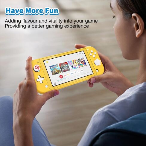 Dlseego Thumb Grips Caps Design for Switch/Switch OLED/Switch Lite Console ، سيليكون ناعم Joycon التناظرية تحكم واقية مضاد للانزلاق 4pcs الزر فرح Con Coystick Caps Stars - Pink White in Kuwait