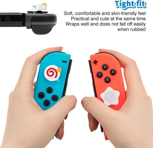 Dlseego Thumb Grips Caps Design for Switch/Switch OLED/Switch Lite Console ، سيليكون ناعم Joycon التناظرية تحكم واقية مضاد للانزلاق 4pcs الزر فرح Con Coystick Caps Stars - Pink White in Kuwait
