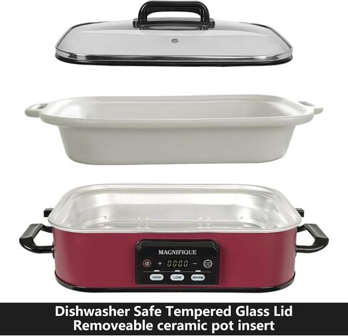 MAGNIFIQUE 6 Quart Programmable Slow Cooker Removable Healthy Nonstick Pot - Small Kitchen Appliance for Family Dinners - Serves 6+ People - Heat Settings: Keep Warm Oatmeal in Saudi Arabia