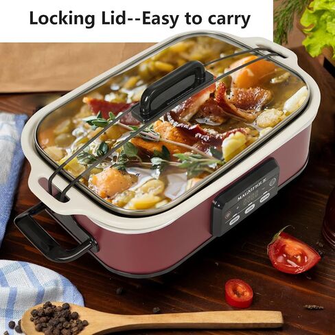 MAGNIFIQUE 6 Quart Programmable Slow Cooker Removable Healthy Nonstick Pot - Small Kitchen Appliance for Family Dinners - Serves 6+ People - Heat Settings: Keep Warm Oatmeal in Saudi Arabia