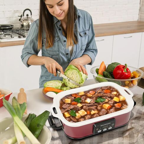 MAGNIFIQUE 6 Quart Programmable Slow Cooker Removable Healthy Nonstick Pot - Small Kitchen Appliance for Family Dinners - Serves 6+ People - Heat Settings: Keep Warm Oatmeal in Saudi Arabia