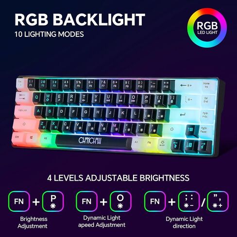 CHONCHOW 60% Gaming Keyboard and Mouse Combo, 68 Keys Wired LED RGB Backlit Black Gaming Keyboard and RGB Backlit Gaming Mouse, Small Light up Keyboard for PC Laptop Xbox PS4 Gamers and Work-Black in Saudi Arabia