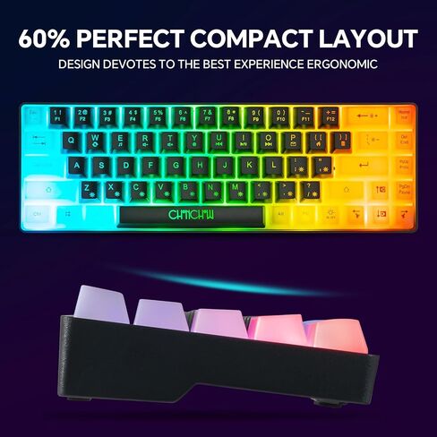 CHONCHOW 60% Gaming Keyboard and Mouse Combo, 68 Keys Wired LED RGB Backlit Black Gaming Keyboard and RGB Backlit Gaming Mouse, Small Light up Keyboard for PC Laptop Xbox PS4 Gamers and Work-Black in Saudi Arabia