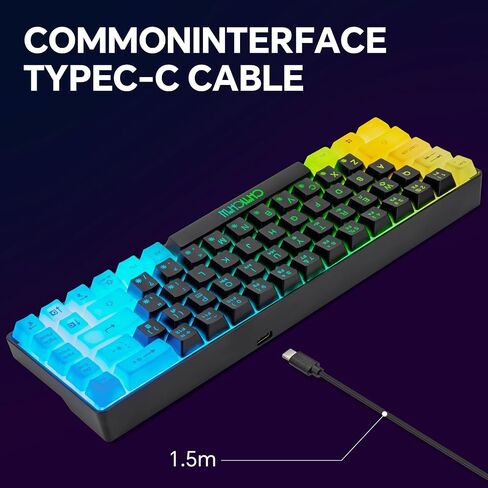 CHONCHOW 60% Gaming Keyboard and Mouse Combo, 68 Keys Wired LED RGB Backlit Black Gaming Keyboard and RGB Backlit Gaming Mouse, Small Light up Keyboard for PC Laptop Xbox PS4 Gamers and Work-Black in Saudi Arabia