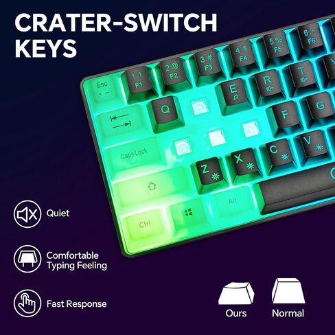 CHONCHOW 60% Gaming Keyboard and Mouse Combo, 68 Keys Wired LED RGB Backlit Black Gaming Keyboard and RGB Backlit Gaming Mouse, Small Light up Keyboard for PC Laptop Xbox PS4 Gamers and Work-Black in Saudi Arabia