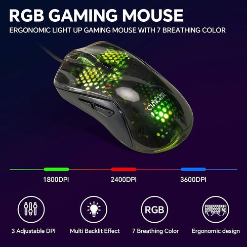 CHONCHOW 60% Gaming Keyboard and Mouse Combo, 68 Keys Wired LED RGB Backlit Black Gaming Keyboard and RGB Backlit Gaming Mouse, Small Light up Keyboard for PC Laptop Xbox PS4 Gamers and Work-Black in Saudi Arabia