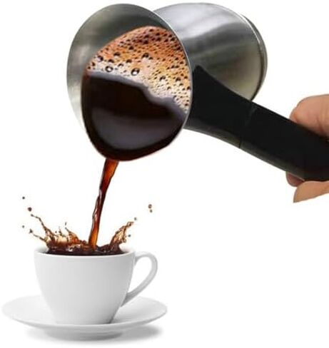 Turkish Coffee Pot, Stainless Steel Arabic, Greek & Turkish Electric Coffee Maker Machine Pot, 600ml Coffee Tea Warmer Kettle with Removable Anti Scald Handle Cordless Base for Home & Travel in Saudi Arabia