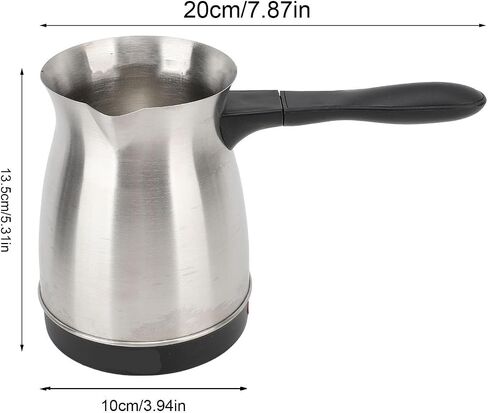Turkish Coffee Pot, Stainless Steel Arabic, Greek & Turkish Electric Coffee Maker Machine Pot, 600ml Coffee Tea Warmer Kettle with Removable Anti Scald Handle Cordless Base for Home & Travel in Saudi Arabia