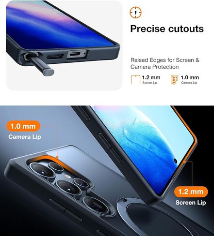 TORRAS 360°Spin Magnetic Stand for Samsung Galaxy S24 Ultra Case, Compatible with Magsafe, Military Grade Shockproof Slim Protective S24 Ultra Case with Kickstand & Ring Holder, Ostand Spin, Black in Saudi Arabia