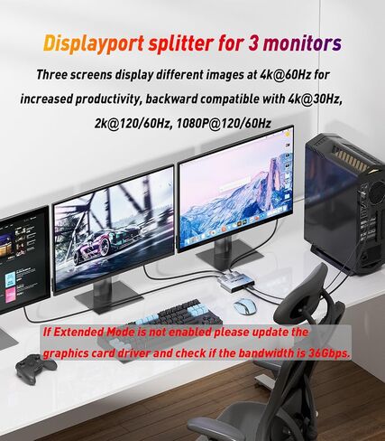 DisplayPort to Dual HDMI Adapter [4K@60Hz] DP to HDMI Splitter 1 in 2 Out Extended Display, DP Male Source Converter for Dual Monitors Compatible with PC,Graphic Card and More in Kuwait