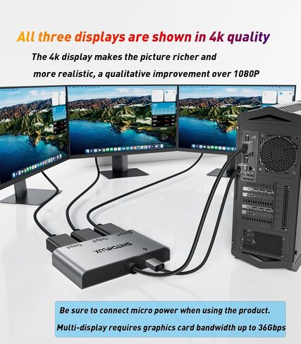 DisplayPort to Dual HDMI Adapter [4K@60Hz] DP to HDMI Splitter 1 in 2 Out Extended Display, DP Male Source Converter for Dual Monitors Compatible with PC,Graphic Card and More in Kuwait
