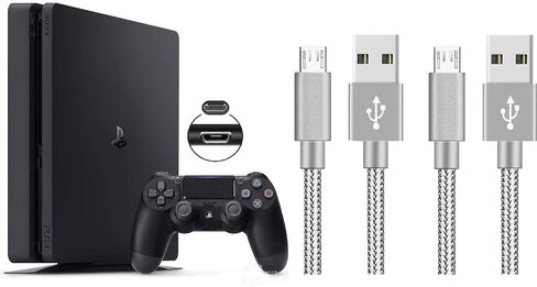 كابل شحن شاحن وحدة التحكم PS4، 2 حزمة كابل Micro USB 2.0 بطول إضافي 10 أقدام، سلك مضفر من النايلون، لجهاز PS4، PS4 Slim/Pro، وحدة تحكم Xbox One S/X، لجهاز Kindle in Kuwait