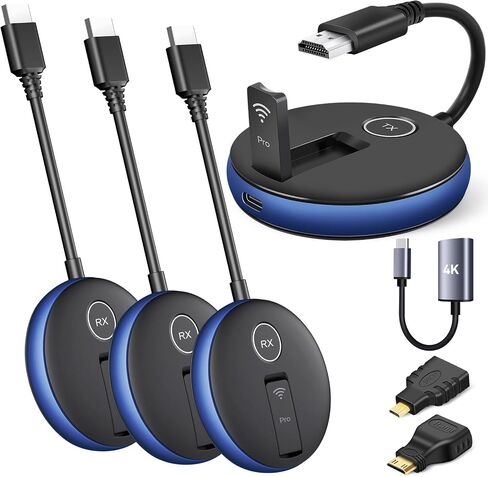Wireless HDMI PRO- One Transmitter and Two Receiver, Wirelessly Multi-TV Extender Kit, Heat-Control, Plug and Play, 165FT/50M 2.4G/5.8G @60Hz, Stream Video/PPT from Laptop/PC to Multiple HDTV/Monitor in Saudi Arabia