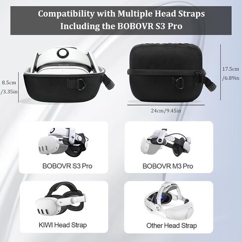 حقيبة حمل صلبة لجهاز Meta Quest 3S/3، سماعة رأس VR وأجهزة تحكم تعمل باللمس، حافظة واقية مقاومة للصدمات متوافقة مع حزام Quest 3/3S Elite والملحقات الأخرى، حقيبة حمل للسفر فقط (أسود) in Kuwait