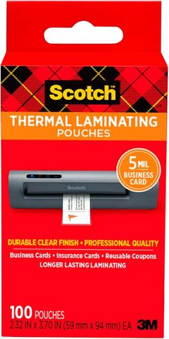 Scotch Thermal Laminating Pouches, 100 Count, Clear, 5 mil., Laminate Homemade Ornaments, Christmas Banners and Gift Tags, Ideal Holiday Supplies, Fits Photo Card Sized (5.2 in. x 7.2 in.) Paper in Saudi Arabia