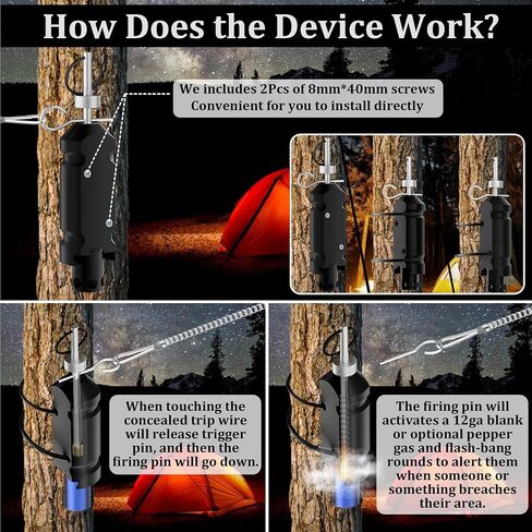 Perimeter Trip Alarm, 12 Gauge Camping Trip Wire Alarm Device for Camping and Property Safety, Early Warning Security System, Camping Safety Trip Alarm for Bear Deterrent with Trip Wire in Saudi Arabia