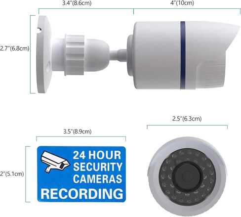WALI Dummy Fake Simulated Surveillance Security CCTV Dome Camera Indoor Outdoor with One LED Light, Warning Security Alert Sticker Decal (TC-W8), 8 Packs, White in Saudi Arabia