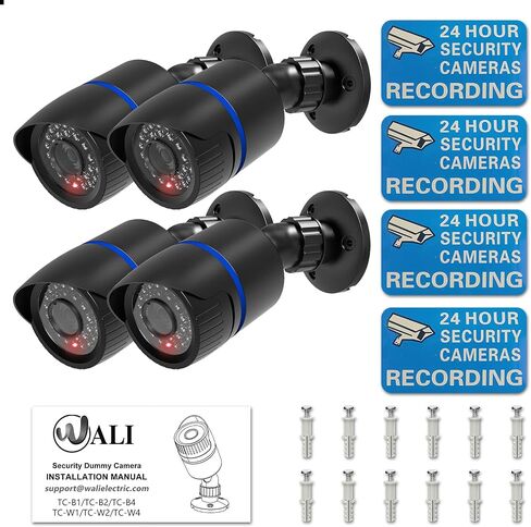 WALI Dummy Fake Simulated Surveillance Security CCTV Dome Camera Indoor Outdoor with One LED Light, Warning Security Alert Sticker Decal (TC-W8), 8 Packs, White in Saudi Arabia