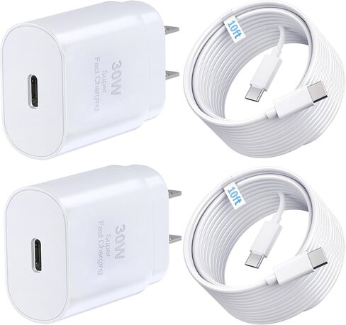 iPhone 15 16 Charger, 30W Super Fast Charging, USB C Block Type C Cable Cord [ 6.6ft + 10ft ] for iPhone 16,16 Plus,16 Pro,16 Pro Max, iPhone15, iPad Pro 12.9/11, Galaxy S24,S23-2Pack in Saudi Arabia