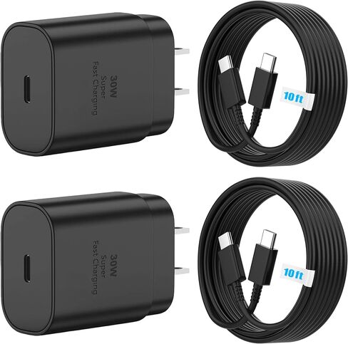 iPhone 15 16 Charger, 30W Super Fast Charging, USB C Block Type C Cable Cord [ 6.6ft + 10ft ] for iPhone 16,16 Plus,16 Pro,16 Pro Max, iPhone15, iPad Pro 12.9/11, Galaxy S24,S23-2Pack in Saudi Arabia