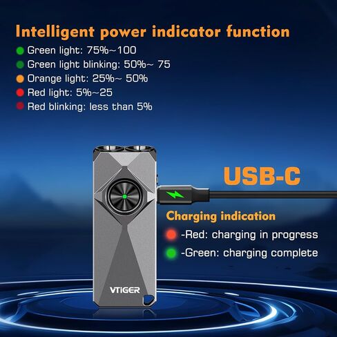 VTIGER K1 Keychain Flashlights, 800 Lumens Portable Flat Little Light,USB Rechargeable Mini Pocket EDC Flashlight with Clip,Compact LED Keyring Lights with Magnet for Everyday Carry,Camping,Emergency in Saudi Arabia
