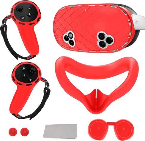 6-in-1 Silicone Cover Set for Meta Quest 3s Accessories, Juylay VR Protective Cover Accessories for Oculus Quest 3S with Facial Interface, Shell Cover, Controller Grip Cover, Joystick Caps,Blue in Saudi Arabia
