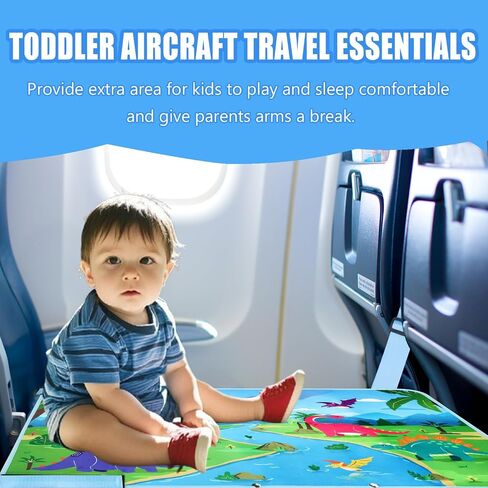 Toddler Airplane Bed, Travel Essentials for Kids, Upgraded Airplane Seat Extender, Airplane Must Haves for Kids, Light Blue in Saudi Arabia