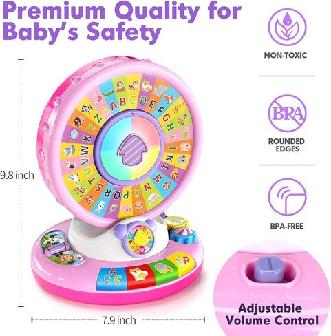 Learning Toy for Kids 1 2 3 Year Old Boys Girls, Spin and Sing Alphabet Zoo with Sounds, Interactive Educational Toys for Toddler 2-3, First Christmas 1st Birthday Gifts Toy in Saudi Arabia