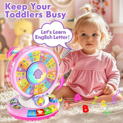 Learning Toy for Kids 1 2 3 Year Old Boys Girls, Spin and Sing Alphabet Zoo with Sounds, Interactive Educational Toys for Toddler 2-3, First Christmas 1st Birthday Gifts Toy in Saudi Arabia