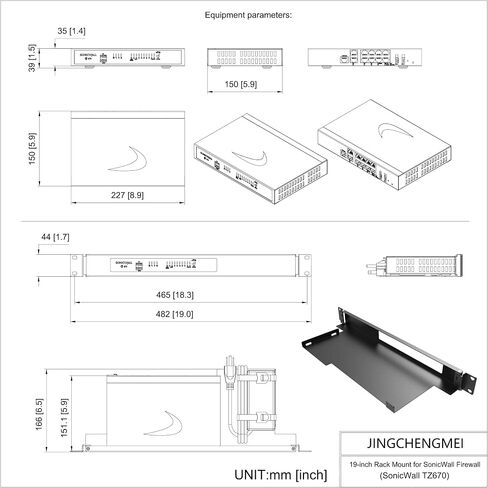 JINGCHENGMEI Mini Rack Mount Kit for SonicWall Firewall TZ270 TZ370 TZ470 1U Hinged Rack Shelf in 19-inch Rack (RM-SON470) in Saudi Arabia