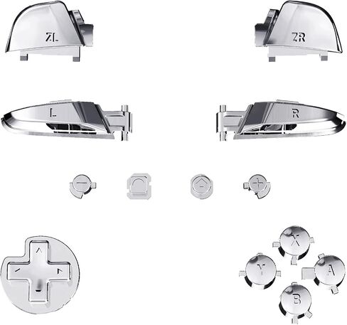 eXtremeRate Chrome Purple Repair ABXY D-pad ZR ZL L R Keys for Nintendo Switch Pro Controller, Glossy DIY Replacement Full Set Buttons with Tools for Nintendo Switch Pro - Controller NOT Included in Saudi Arabia