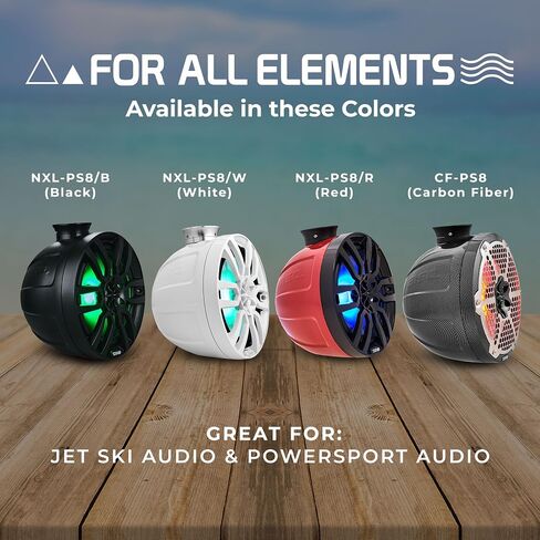 دي اس 18 مكبرات صوت برج واكيبورد CF-PS8 ثنائية الاتجاه مع اضواء RGB مدمجة - 375 كحد اقصى - مثالية للسماء النفاثة، مثالية لمركبات ايه تي في ويو تي في وجيب جنبًا إلى جنب والبحرية وار زد ار in Saudi Arabia