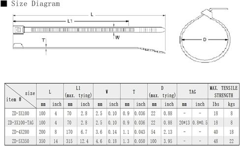 روابط سحاب 8 بوصة (طول ربط 6.7 ") ، وعلاقات كابل النايلون 120 بكسل ، 6 ألوان متعددة in Kuwait
