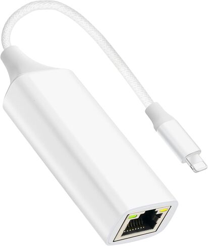 [MFI Certified] Lightning to Ethernet Adapter ، 100Mbps Lightning to RJ45 Ethernet LAN ADAPTER ، متوافق مع i-phone 14/13/11/11/i-pad/i-pod ، التوصيل والتشغيل (غير poe) in Saudi Arabia