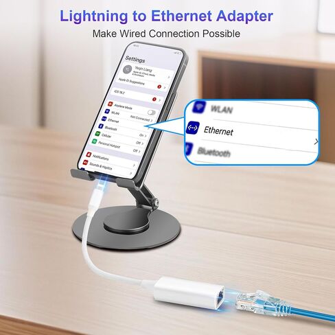 [MFI Certified] Lightning to Ethernet Adapter ، 100Mbps Lightning to RJ45 Ethernet LAN ADAPTER ، متوافق مع i-phone 14/13/11/11/i-pad/i-pod ، التوصيل والتشغيل (غير poe) in Saudi Arabia