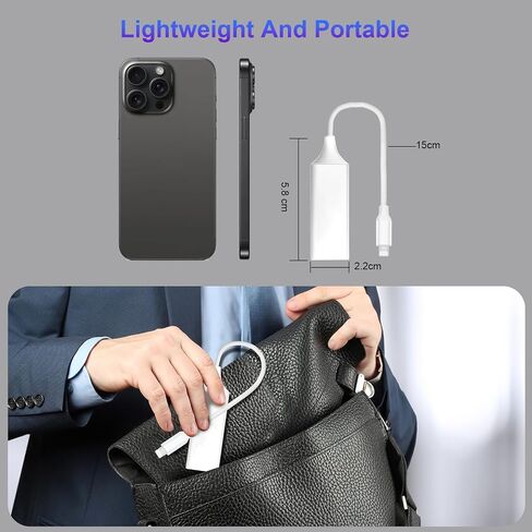 [MFI Certified] Lightning to Ethernet Adapter ، 100Mbps Lightning to RJ45 Ethernet LAN ADAPTER ، متوافق مع i-phone 14/13/11/11/i-pad/i-pod ، التوصيل والتشغيل (غير poe) in Saudi Arabia