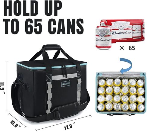 INSMEER Insulated Cooler Bag 65Cans/32 Cans Large Cooler Bag Soft Sided Cooler with Shoulder Strap, Collapsible Leakproof Portable Coolers for Camping/Beach/Food Delivery/Shopping/Outdoor/Picnic in Saudi Arabia