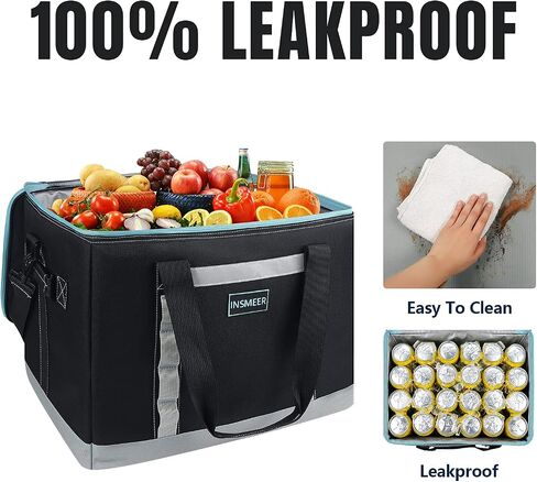 INSMEER Insulated Cooler Bag 65Cans/32 Cans Large Cooler Bag Soft Sided Cooler with Shoulder Strap, Collapsible Leakproof Portable Coolers for Camping/Beach/Food Delivery/Shopping/Outdoor/Picnic in Saudi Arabia