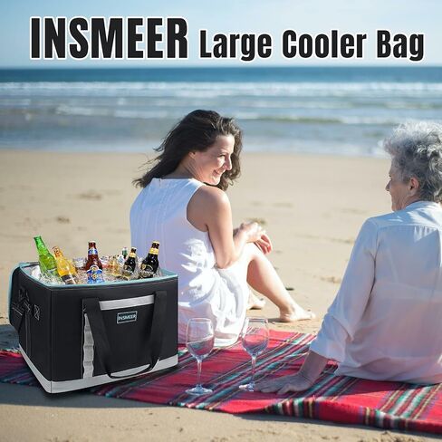 INSMEER Insulated Cooler Bag 65Cans/32 Cans Large Cooler Bag Soft Sided Cooler with Shoulder Strap, Collapsible Leakproof Portable Coolers for Camping/Beach/Food Delivery/Shopping/Outdoor/Picnic in Saudi Arabia