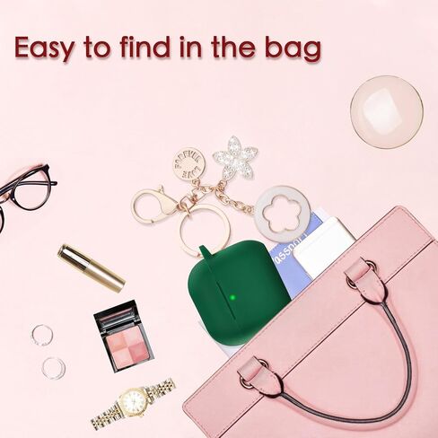 OLEBAND Case Fit for Airpods 4rd Generation with Cute Bling Keychain,Silione Cover Compatible for Apple Air pod 4 Case,LED Visible,for Women and Girls,Milk Tea in Saudi Arabia