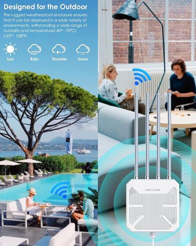 WAVLINK Outdoor WiFi Extender AX1800 Dual Band Long Range WiFi Extender with PoE, IP67 Weatherproof, 4x8dBi High-gain Antennas, Outdoor Access Point for Farm, Courtyard, Factory, Campsite, Gazebo in Saudi Arabia