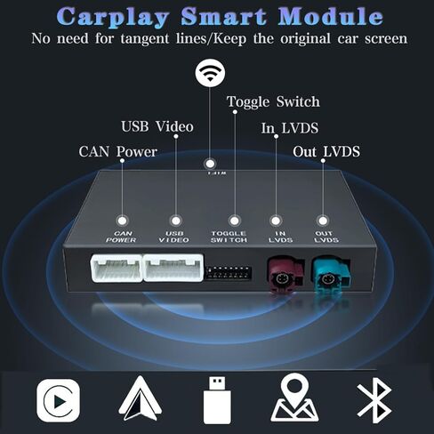 محول Carplay محول اللاسلكي Retrofit Kit Decoder لتويوتا تاتش 2 & entune2.0 2014-2019 ملائمة للتندرا/4runner/rav4/tacoma/camry/corolla/avalon/prius/ch-r/sienna/highlander in Kuwait