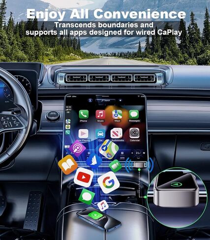 Wireless CarPlay Adapter(2024 Upgraded), Converts Wired CarPlay to Mini Wireless CarPlay Adapter for iPhone, for Cars Manufactured in 2016 and Later, Compatible with Apple iPhone iOS 10+ &Android 11+ in Saudi Arabia