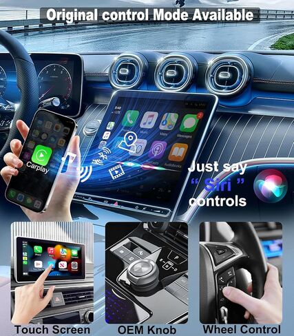 Wireless CarPlay Adapter(2024 Upgraded), Converts Wired CarPlay to Mini Wireless CarPlay Adapter for iPhone, for Cars Manufactured in 2016 and Later, Compatible with Apple iPhone iOS 10+ &Android 11+ in Saudi Arabia