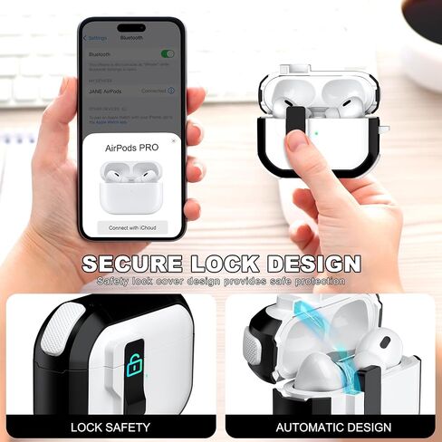 for AirPods 4th Generation Case Cover, Dual-Color Design with Automatic Pop-Up Lid, Includes Cleaning Tool, Durable and Shockproof for AirPods 4 Case 2024, White/Green in Saudi Arabia