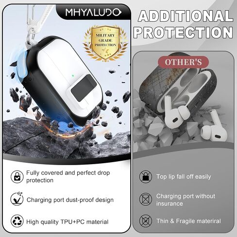 for AirPods 4th Generation Case Cover, Dual-Color Design with Automatic Pop-Up Lid, Includes Cleaning Tool, Durable and Shockproof for AirPods 4 Case 2024, White/Green in Saudi Arabia