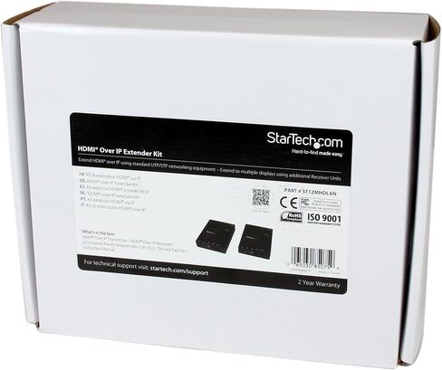 مجموعة موسع StarTech 4K HDMI عبر IP، جدار فيديو AVoIP، TAA (ST12MHDLAN4K) in Kuwait